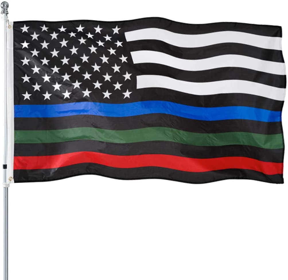 american flag with blue red and green stripe