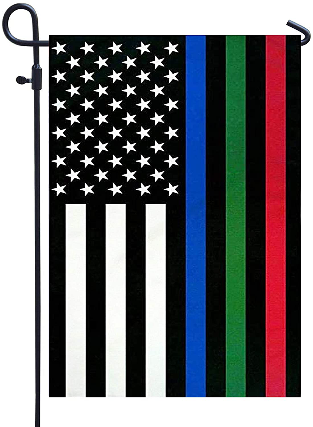 Homissor Thin Blue Green and Red Line Garden Flag American Blue Red